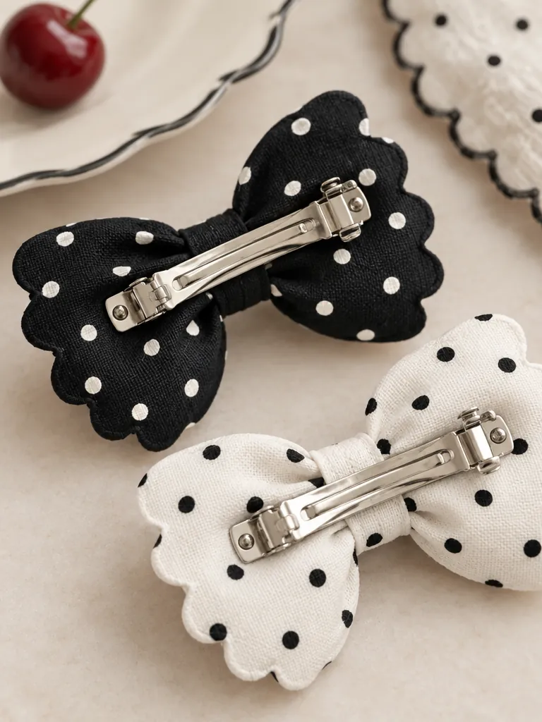 Bow Clip Pair, close-up: the barrette clasp