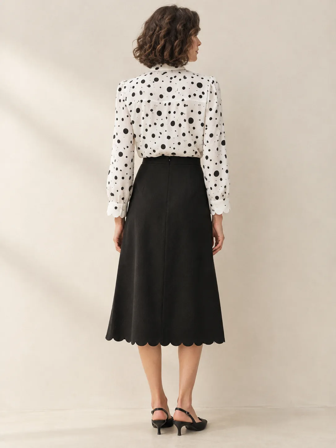 Bow Tie Scallop Blouse, from the back