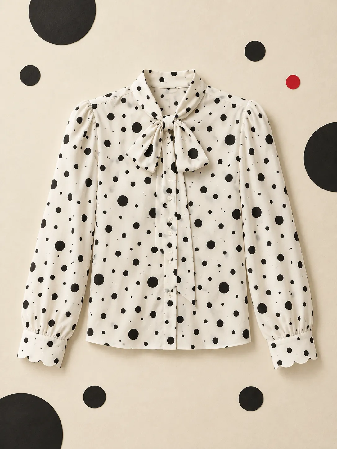 Bow Tie Scallop Blouse, on its own