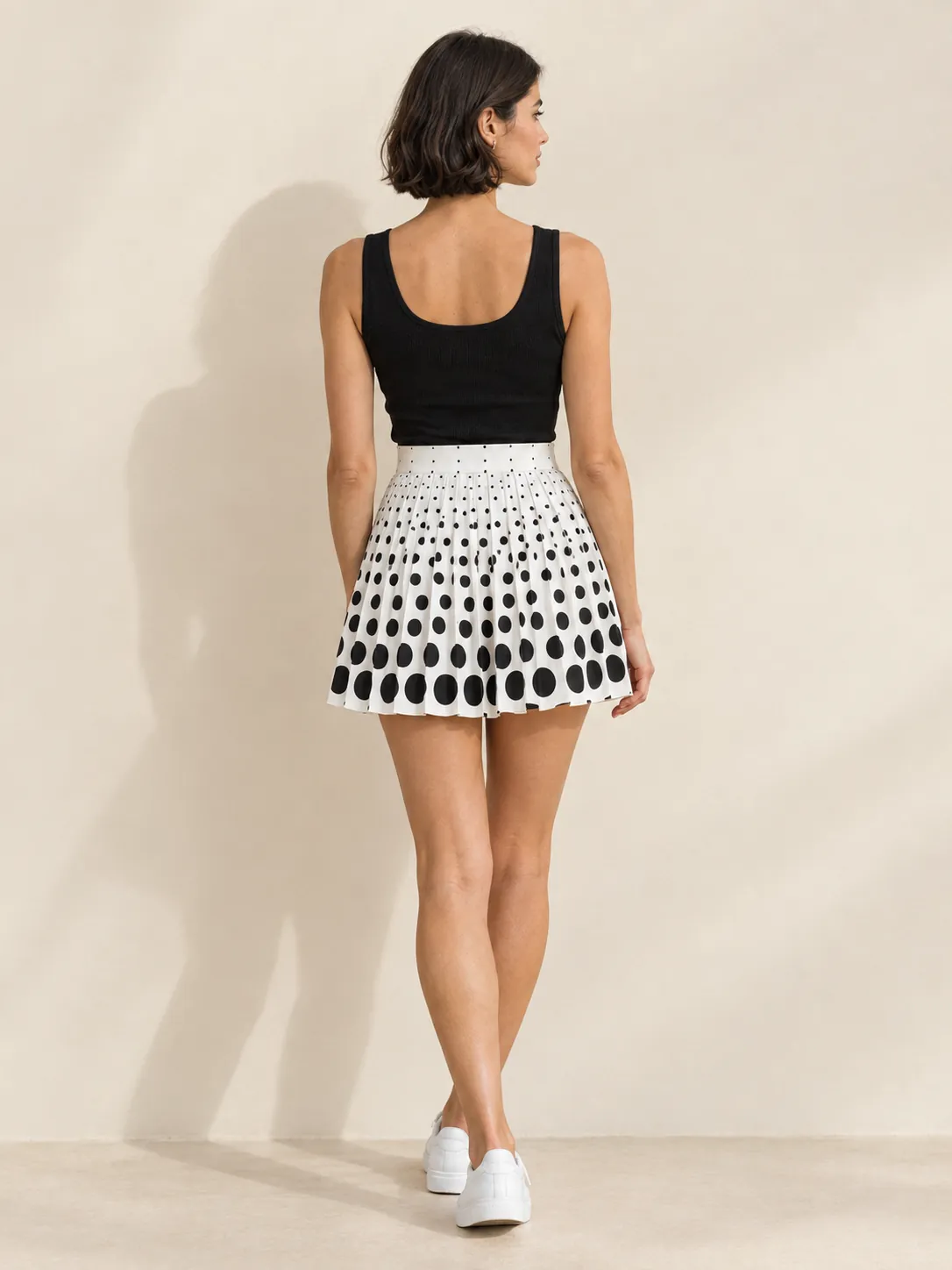 Drift Dot Pleated Skirt, from the back
