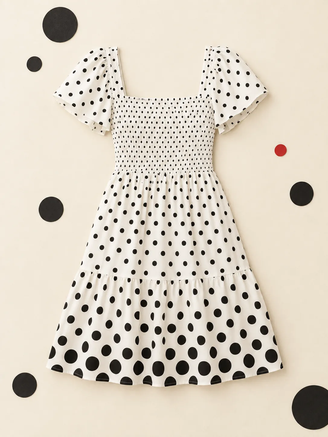 Drift Dot Smock Dress, on its own