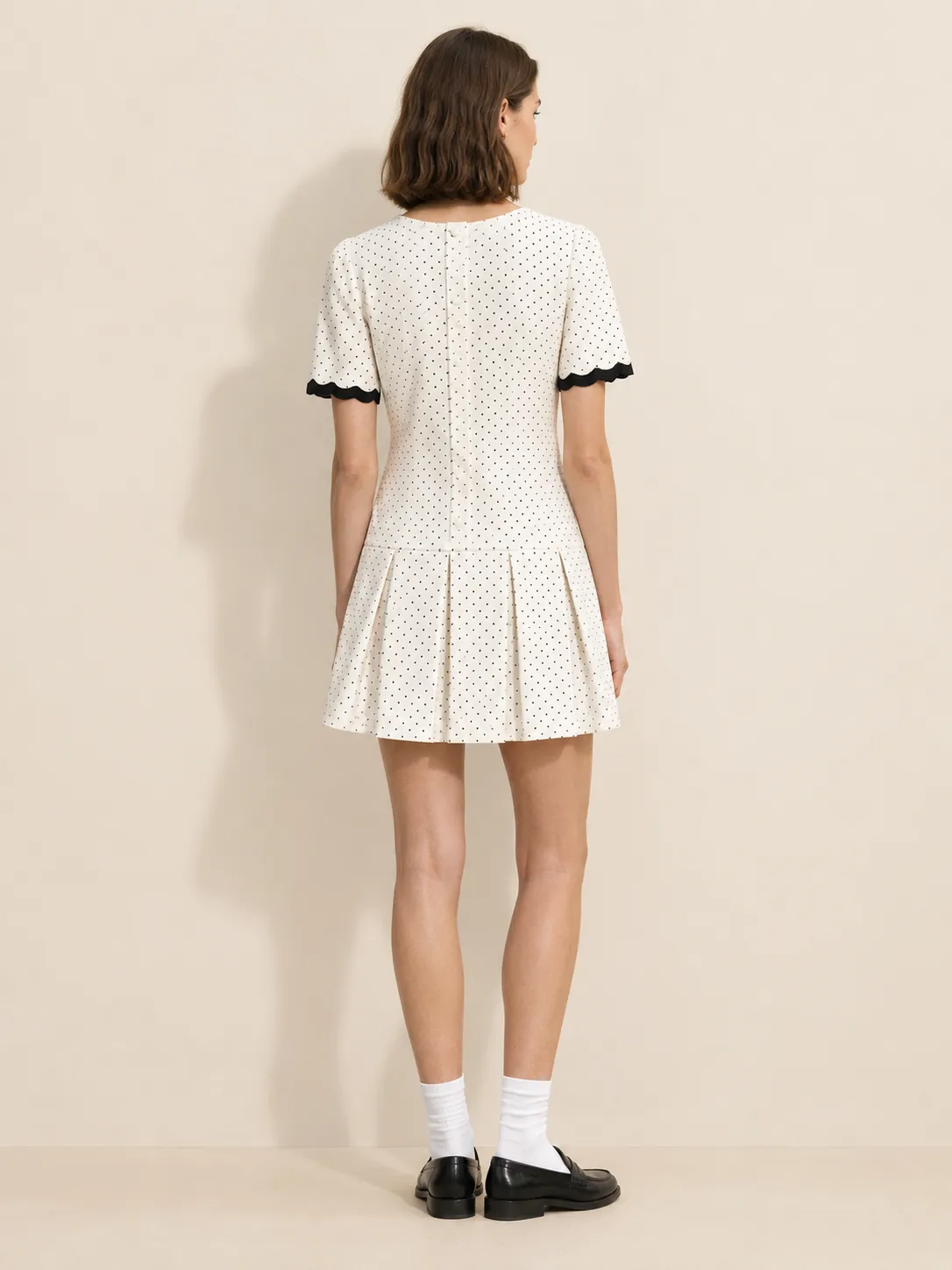 Drop-Waist Pleat Dress, from the back