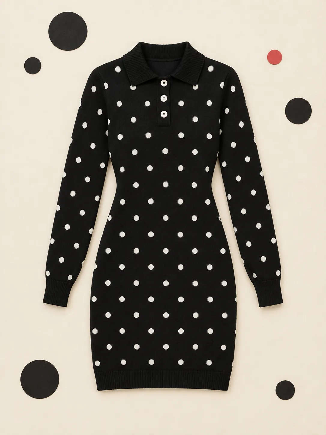 Knit Polo Dot Dress, on its own