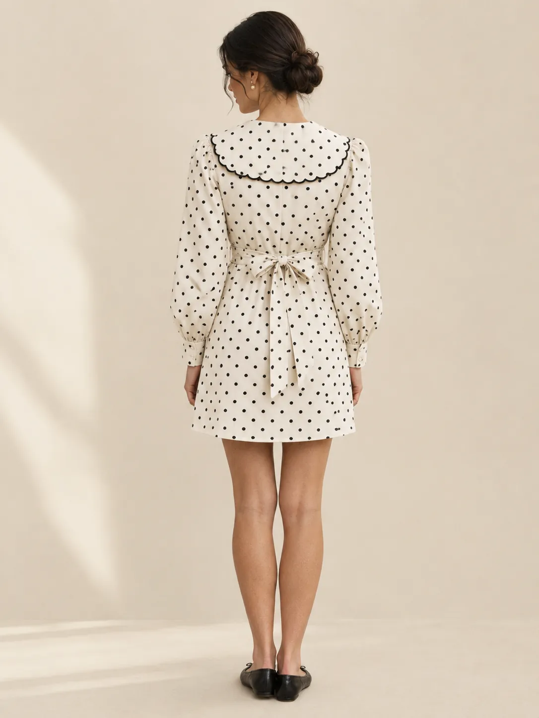 Scallop Collar Shirt Dress, from the back
