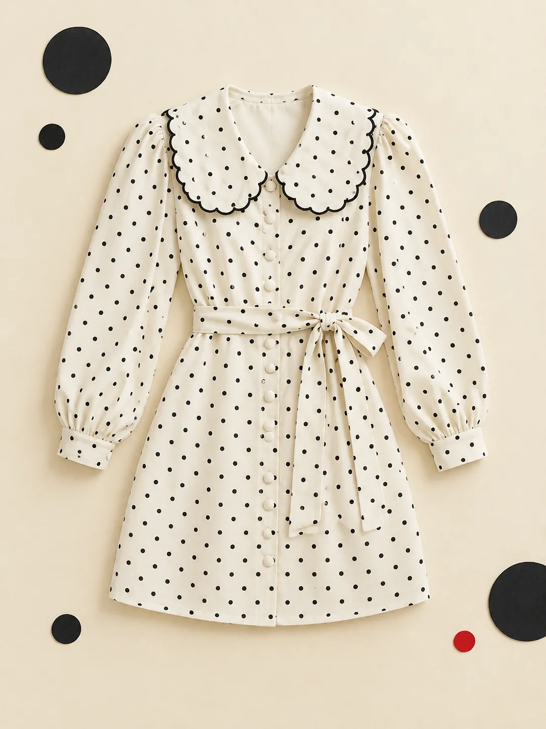 Scallop Collar Shirt Dress, on its own