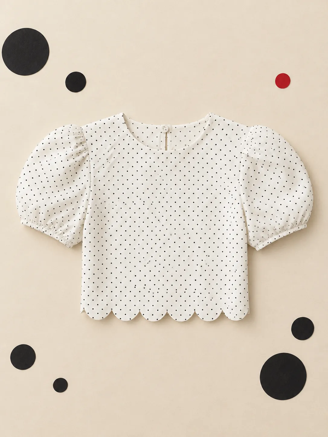 Scallop Hem Crop Blouse, on its own