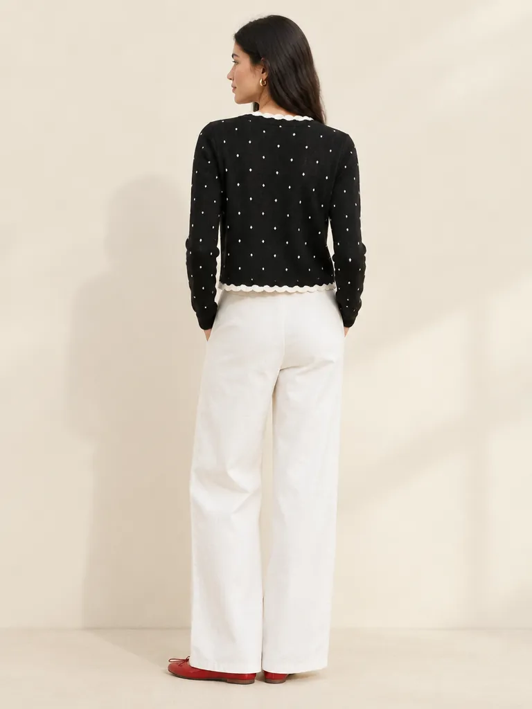 Scallop Trim Knit Cardigan, from the back