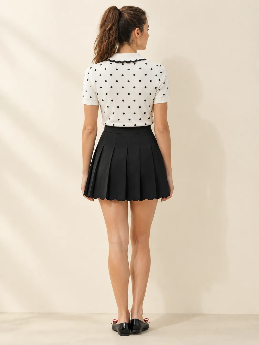 Scallop Trim Knit Polo, from the back