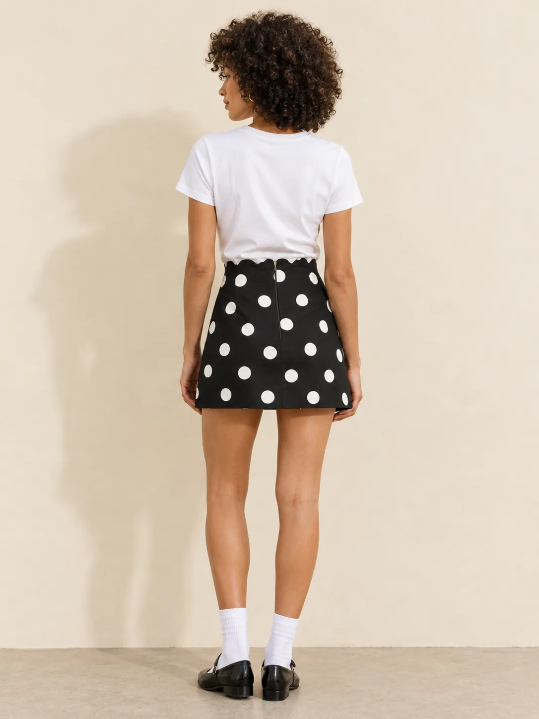 Scallop Waist Mini Skirt, from the back