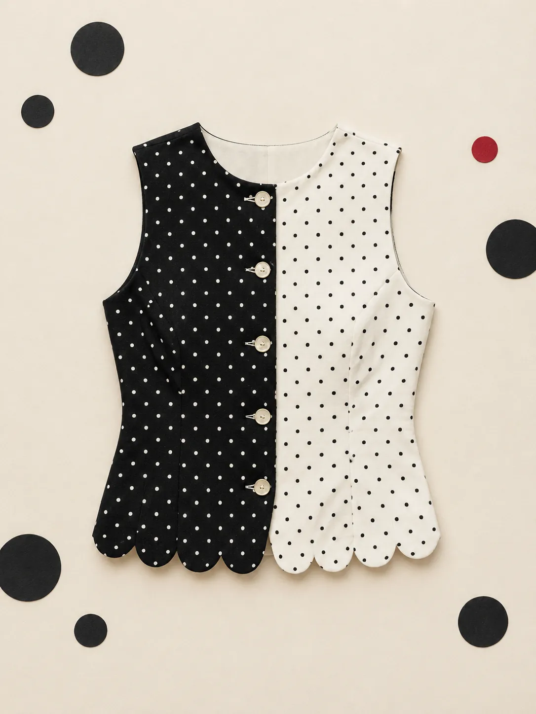 Split Dot Vest Top, on its own