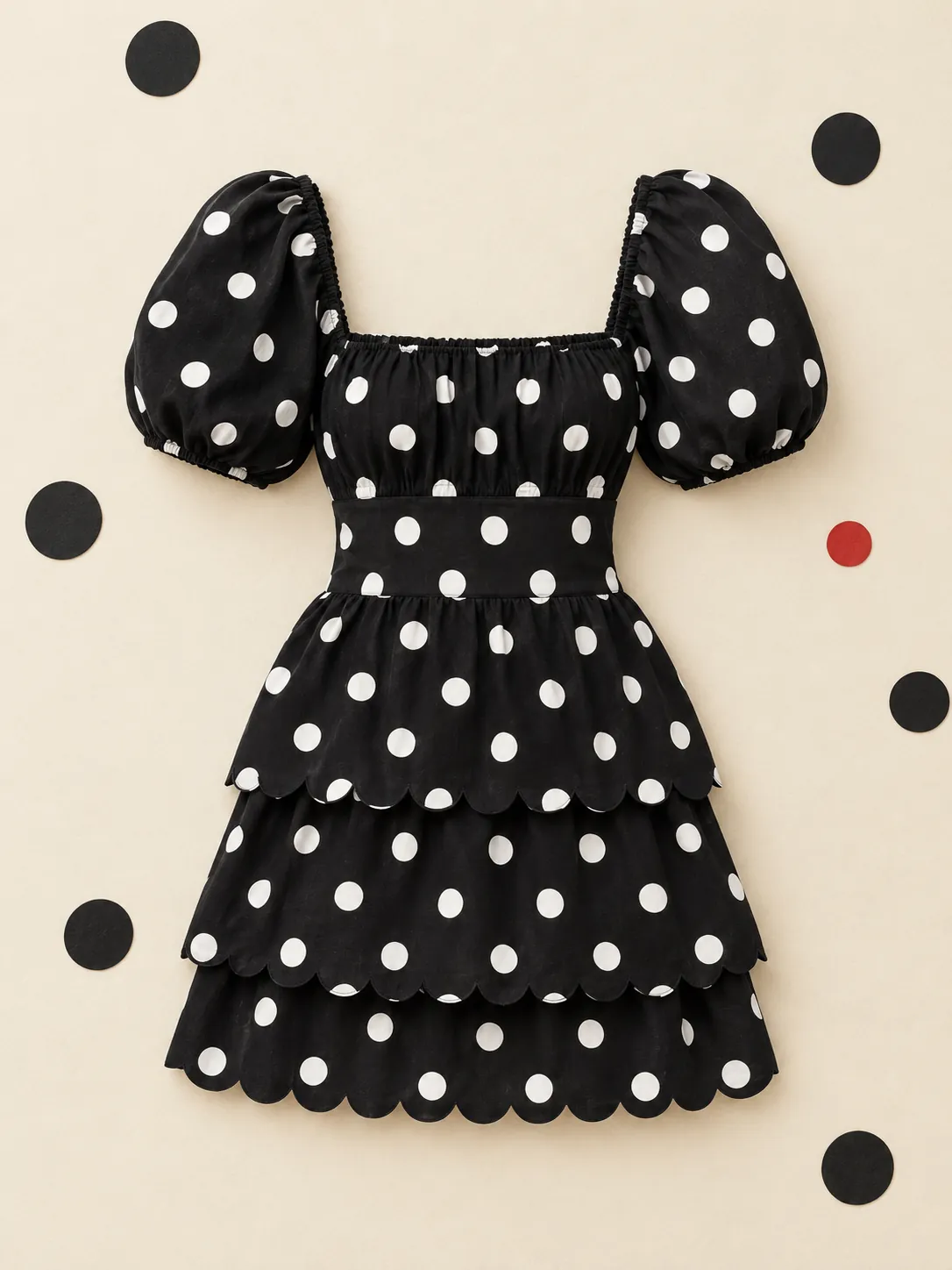 Tiered Puff Mini Dress, on its own